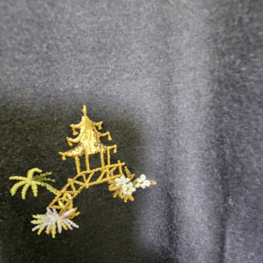 Vtg Talbots Petites Embroidered Silk Cotton Crop Pants Sz 10 Asian Motif Pagoda - Picture 4 of 10